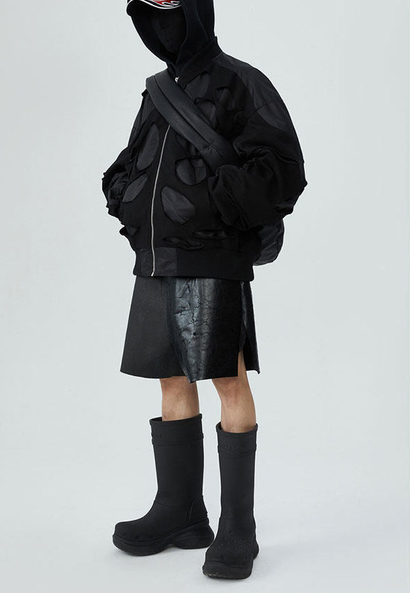 FRKM SCD SS summer heavy coated wax unisex slit loose stitching wide-leg shorts - ERILA.