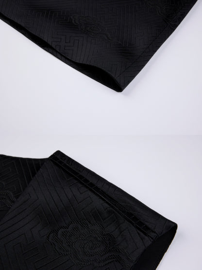 OWNLIFE flowing streamer tweed stand-up collar slinger shirt - SEREPH.