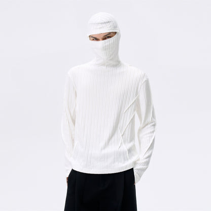 FRKM SCD Hooded Face Mask Vertical Striped Fleece Fall Knit Pullover - ISLA.