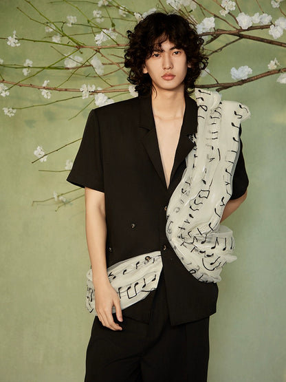 JIECHI Short Sleeve Men's Appliqué Shirt - GUSTAVO.