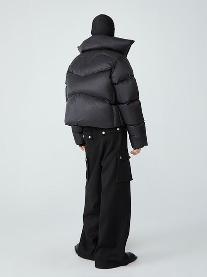 FRKM SCD 90 White Duck Down Neutral Short Collar Black Thick Jacket - TRENTON.