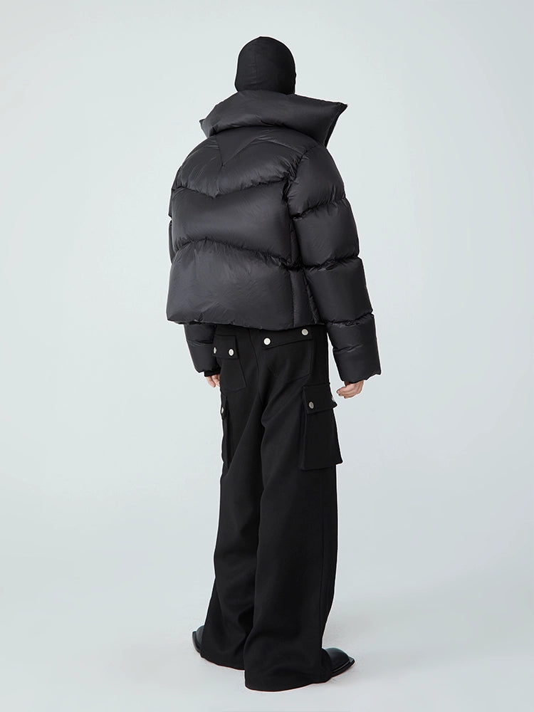 FRKM SCD 90 White Duck Down Neutral Short Collar Black Thick Jacket - TRENTON.