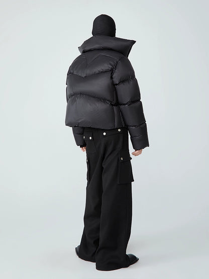 FRKM SCD 90 White Duck Down Neutral Short Collar Black Thick Jacket - TRENTON.