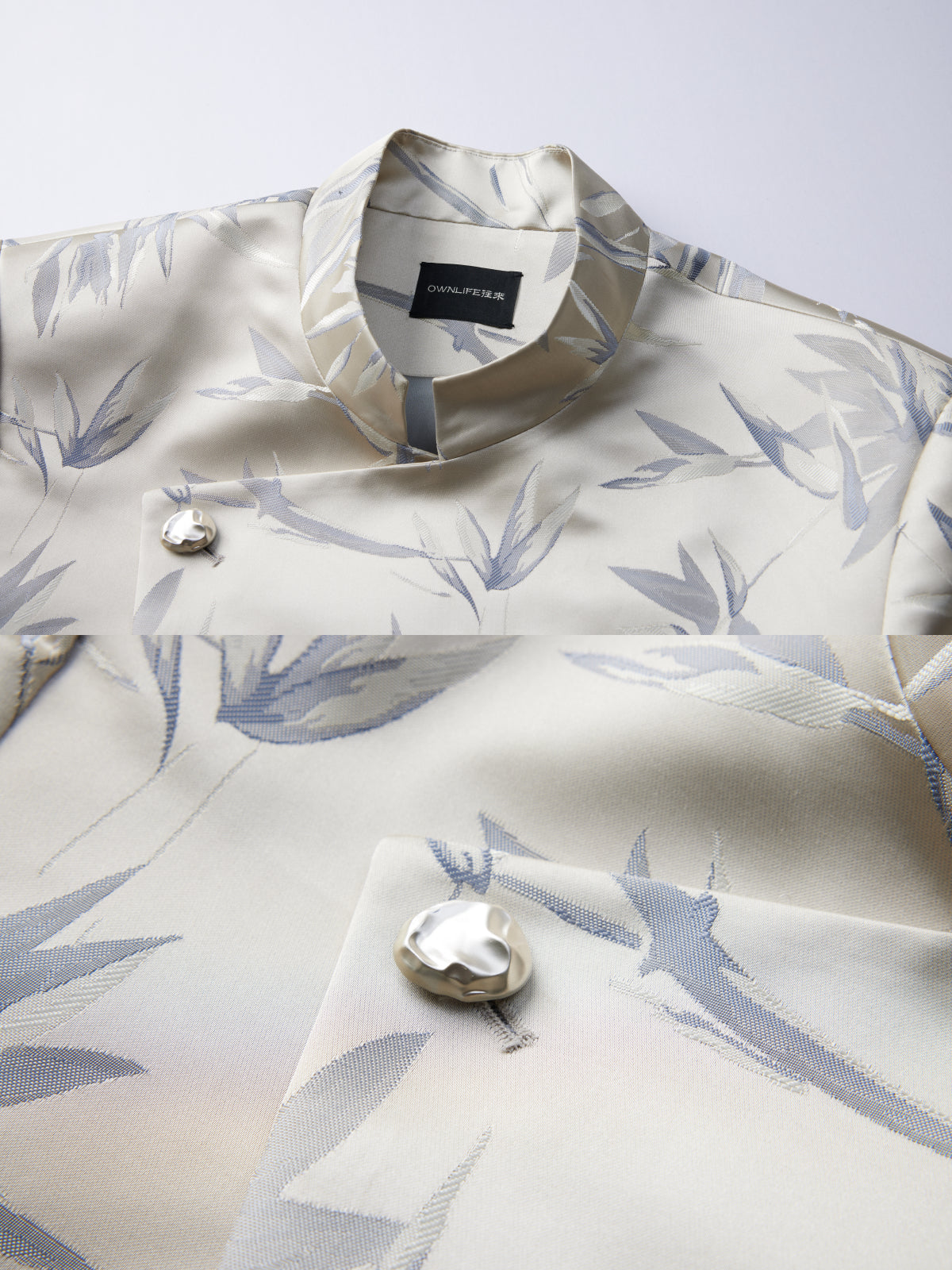 OWNLIFE Stand Collar Brocade Jacquard Suit - TRAIN.