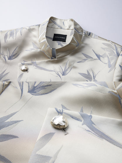 OWNLIFE Stand Collar Brocade Jacquard Suit - TRAIN.