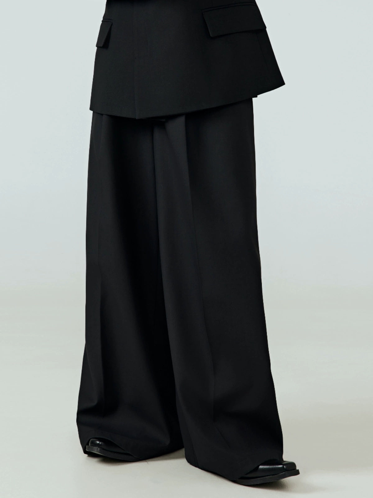 FRKM SCD draped silhouette wide-leg straight-leg black pants - RYAN.