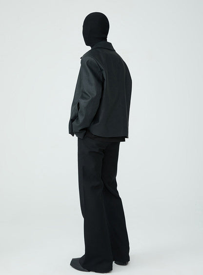 FRKM SCD SS Buckle Minimalist PU Leather Black Slim Fit Jacket - ISAAC.