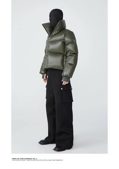 FRKM SCD 90 White Duck Down Neutral Short Collar Black Thick Jacket - TRENTON.