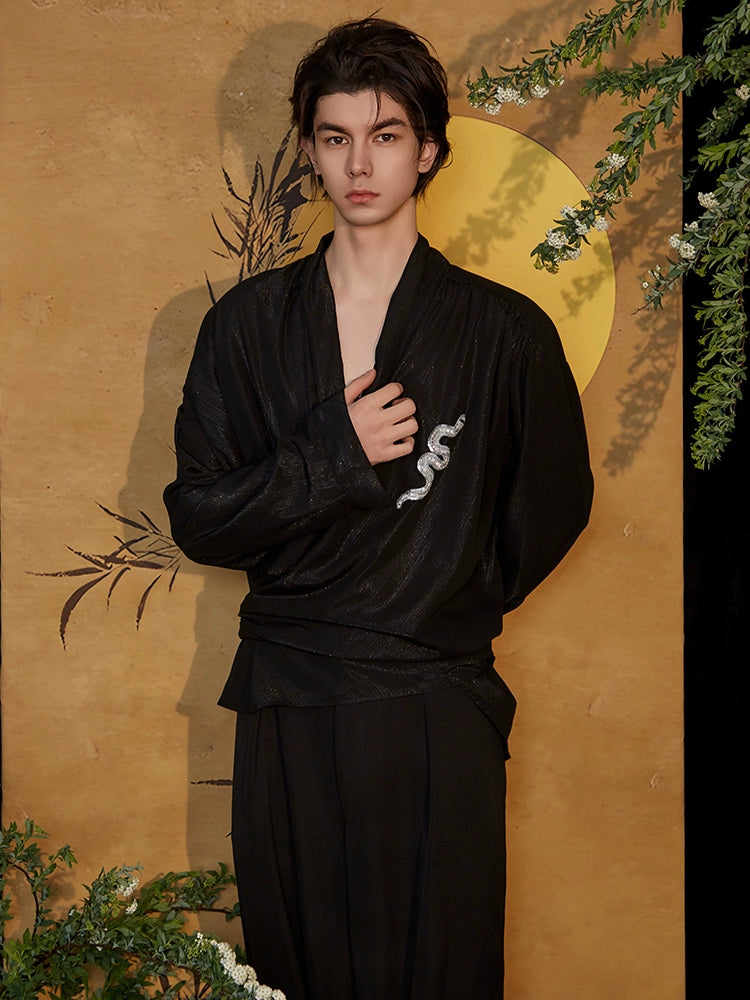 JIECHI  loose silhouette long sleeve wrap top - CALVIN.