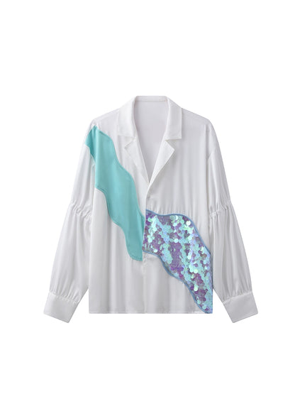 JIECHI casual acetate white loose long-sleeved unisex shirts - ISLA.