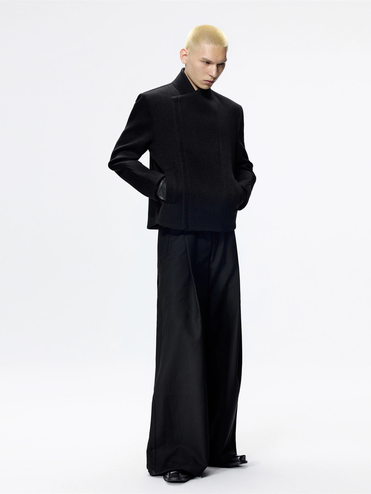 FRKM SCD Deconstructed Scan Flaplar Tweed V-Neck Twill Jacket - ELORY.
