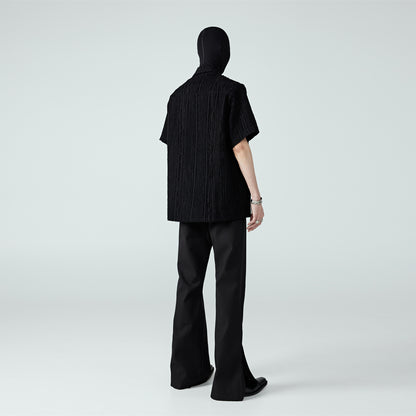 FRKM SCD Fleece panels/raw fringe Short sleeve shirt T-shirt - EDEN.