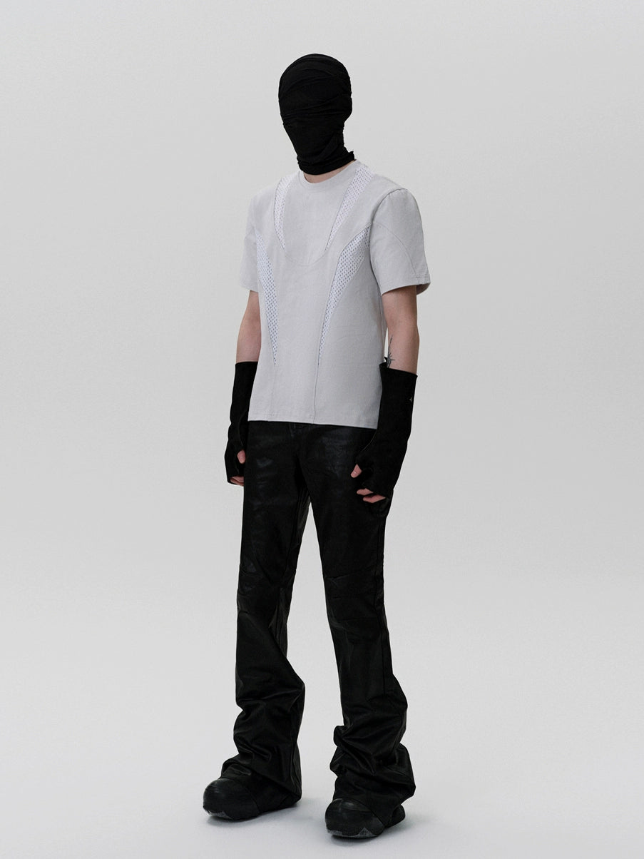 FRKM SCD Mesh Stitching Deconstructed Short-Sleeved T-Shirt- DUSTIN.