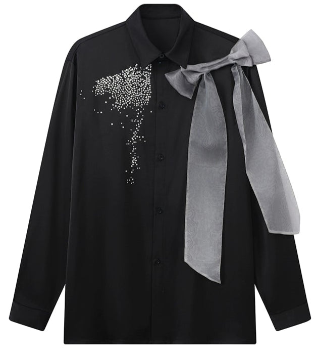 JIECHI  long-sleeved men's appliqué shirt -BRAHAM.