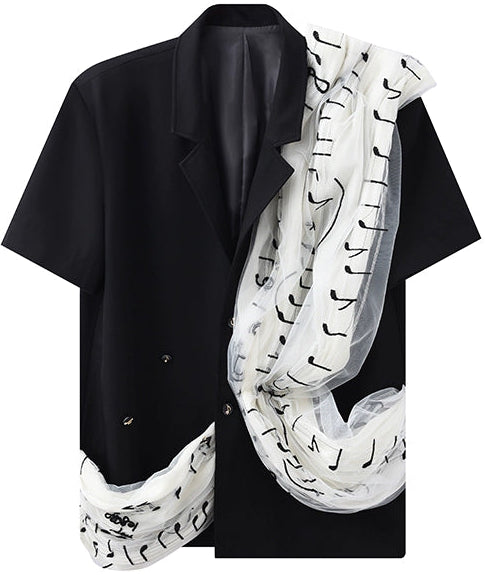 JIECHI Short Sleeve Men's Appliqué Shirt - GUSTAVO.