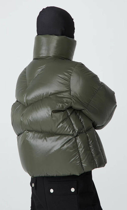 FRKM SCD 90 White Duck Down Neutral Short Collar Black Thick Jacket - TRENTON.