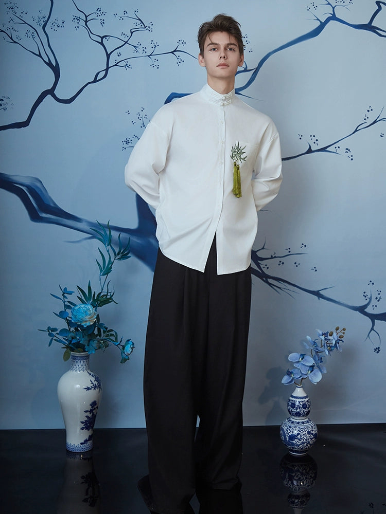 JIECHI white loose long-sleeved shirt - ZAC.