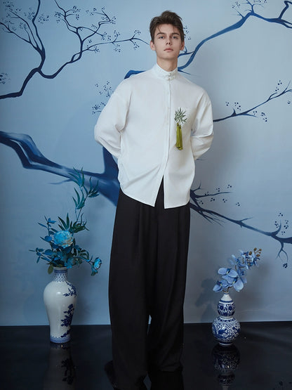 JIECHI white loose long-sleeved shirt - ZAC.