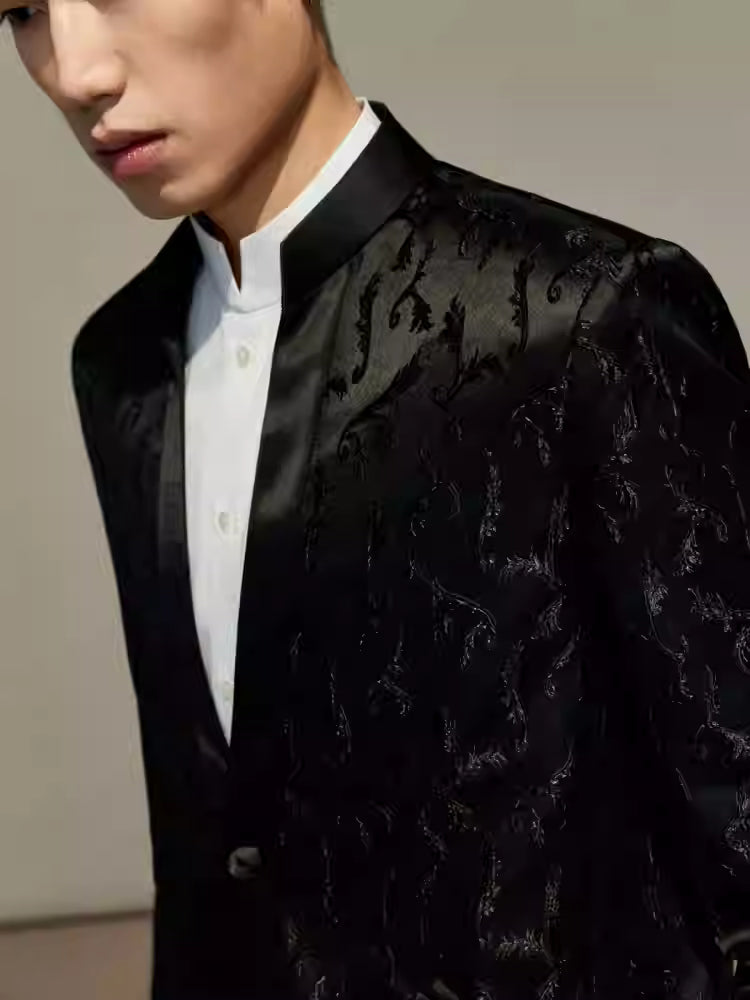 OWNLIFE honeysuckle jacquard stand collar coat - MILY