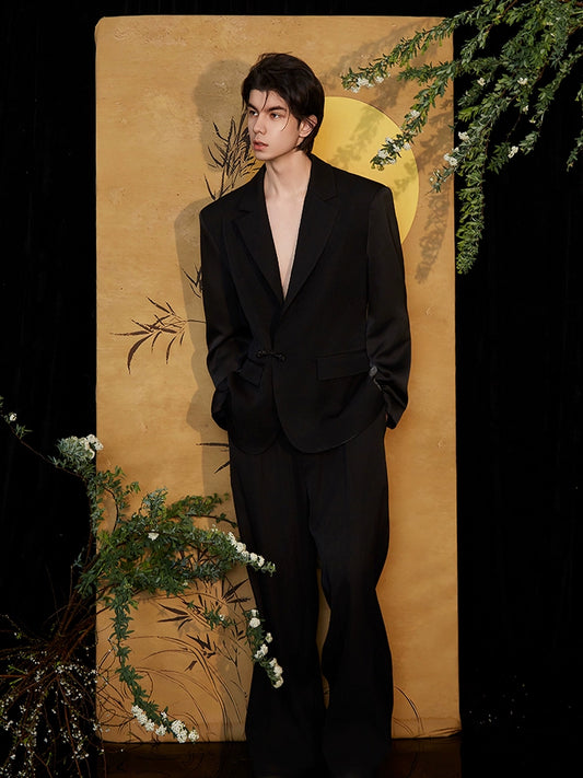 JIECHI  lace back cut-out black notched lapel blazer - BERNARD.