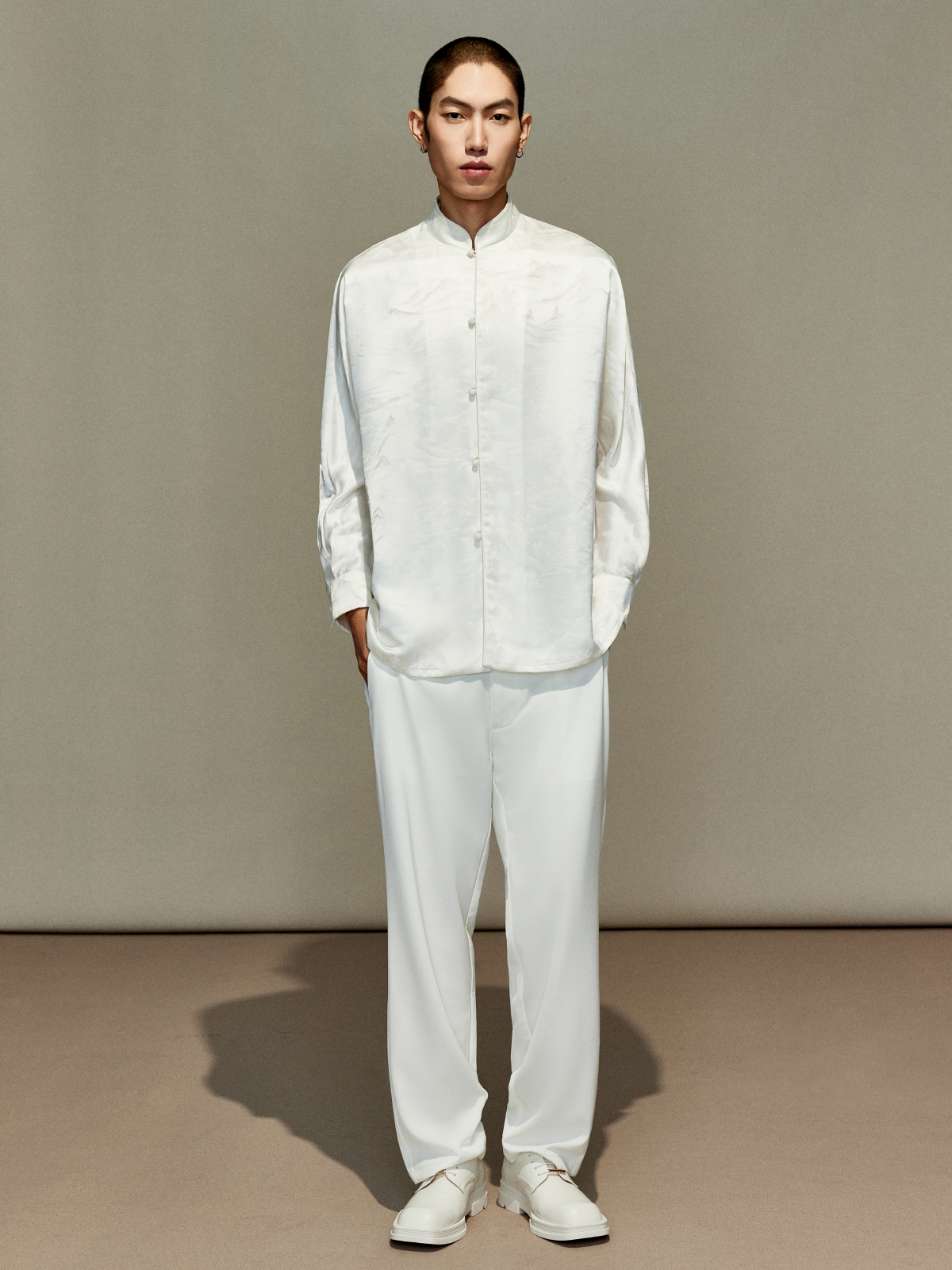 OWNLIFE Silk Straight White Drape Anti-Wrinkle Pants - WILLIAM.