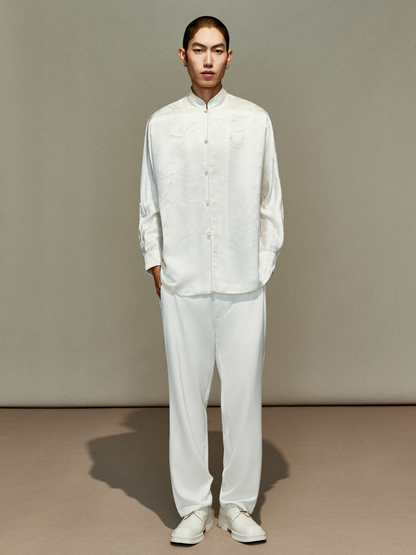 OWNLIFE Silk Straight White Drape Anti-Wrinkle Pants - WILLIAM.