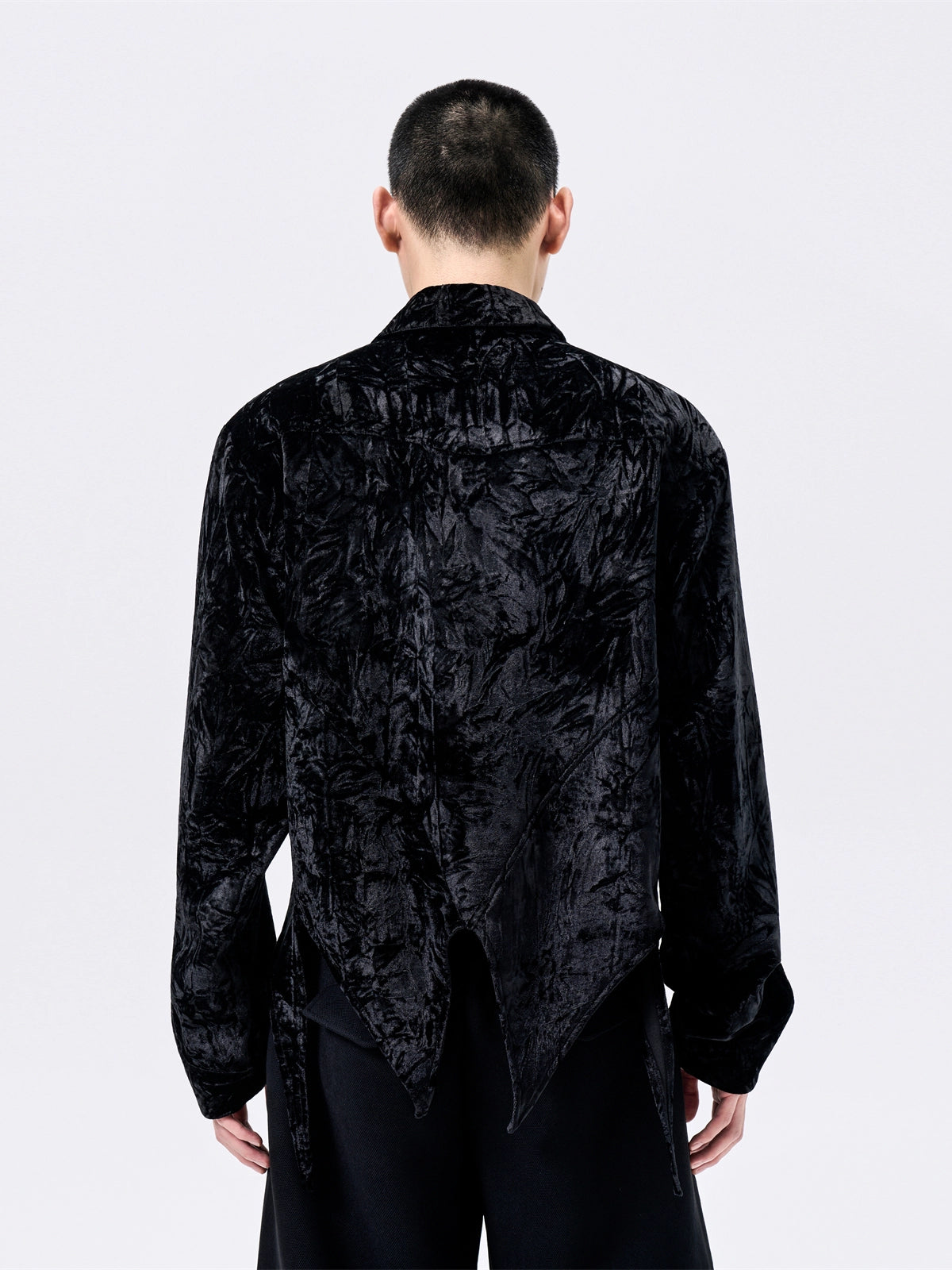 FRKM SCD Corrugated Glossy Velor Dovetail Hem Cropped Shirt Jacket -FEIST.