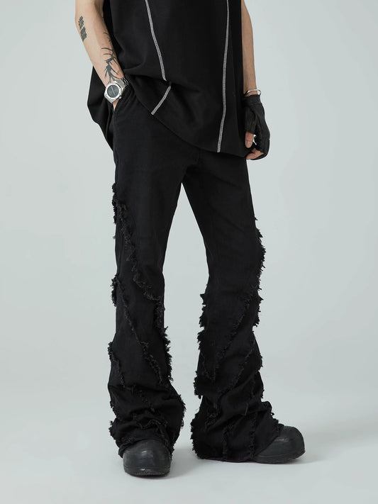 FRKM SCD Versatile Black Slim Wash Denim Unisex Casual Flared Pants - VIVIAN.