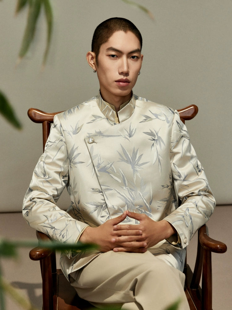 OWNLIFE Stand Collar Brocade Jacquard Suit - TRAIN.