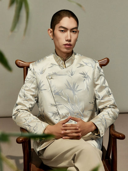 OWNLIFE Stand Collar Brocade Jacquard Suit - TRAIN.