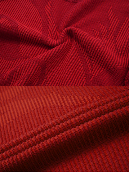 OWNLIFE red wool crew neck knitted sweater- KIRIAN.