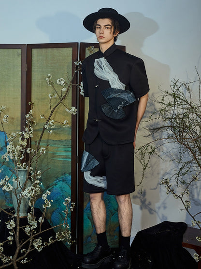 JIECHI  loose men's athleisure appliqué five-point shorts - OSCAR.