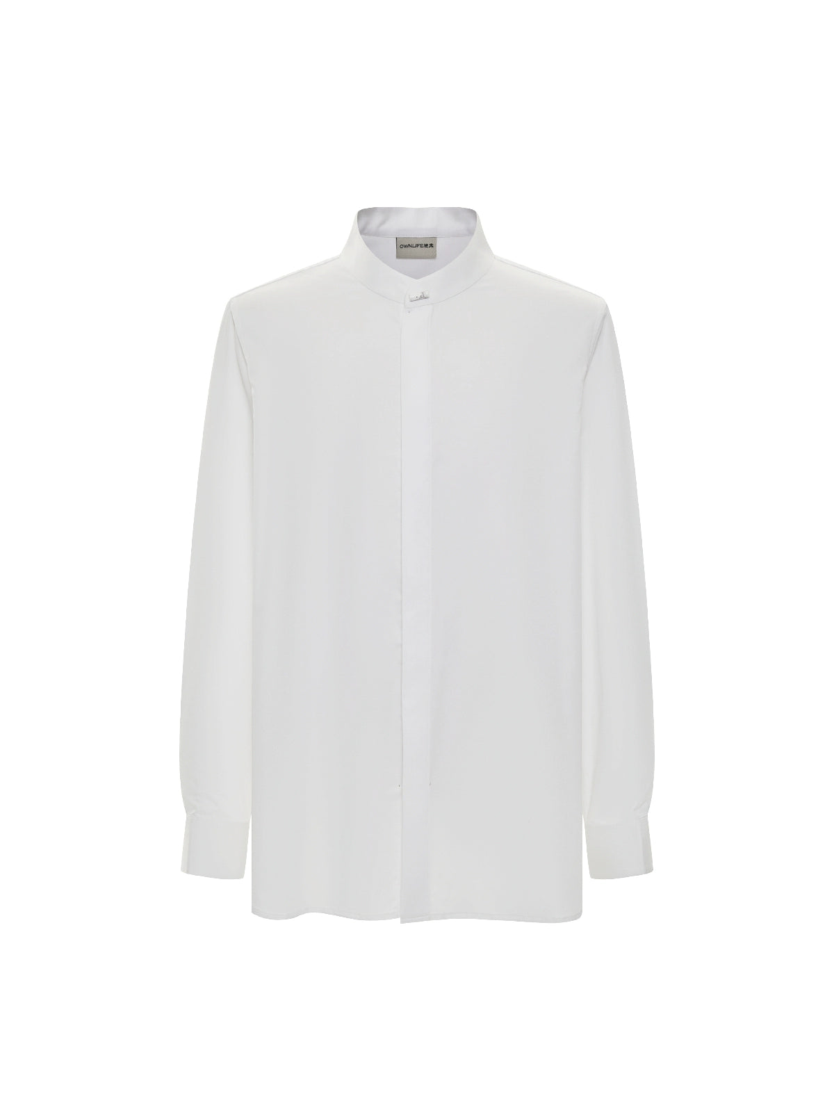 OWNLIFE Fiber Natural Jade Buckle Stand Collar Men's Shirt - MARK.