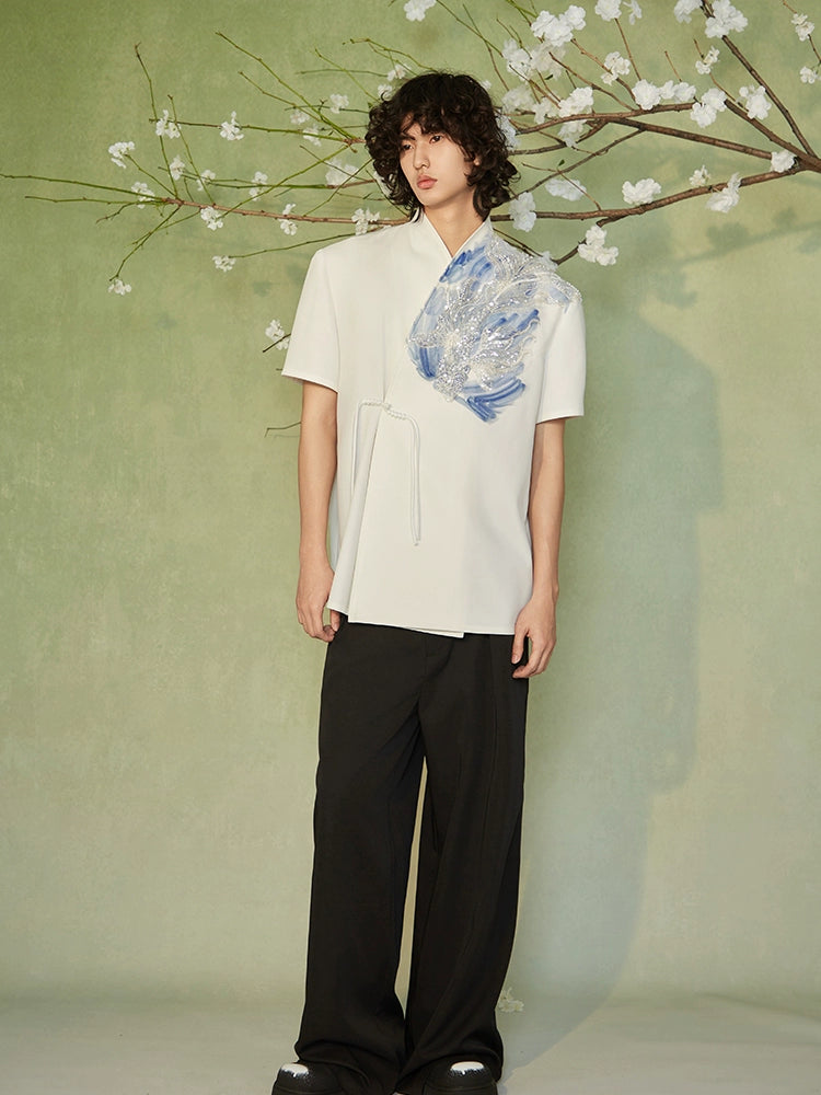 JIECHI  short-sleeved men's embroidered shirt - BASS.