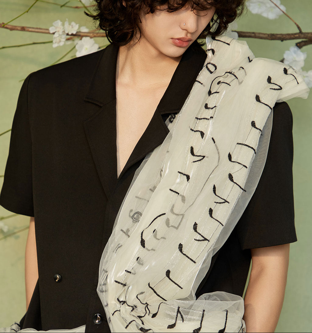 JIECHI Short Sleeve Men's Appliqué Shirt - GUSTAVO.