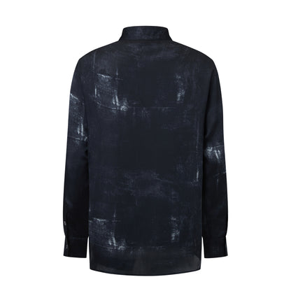 OWNLIFE ink stand-up collar cross-placket natural obsidian shirt - RICHY.