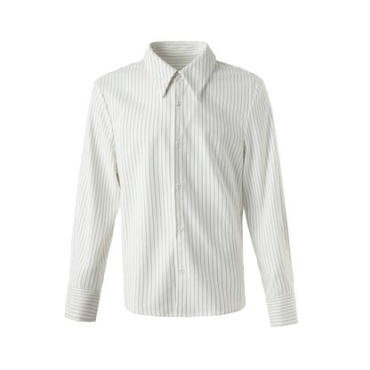 FRKM SCD Vertical Stripe Shoulder Straight White Shirt - ABSALOM.