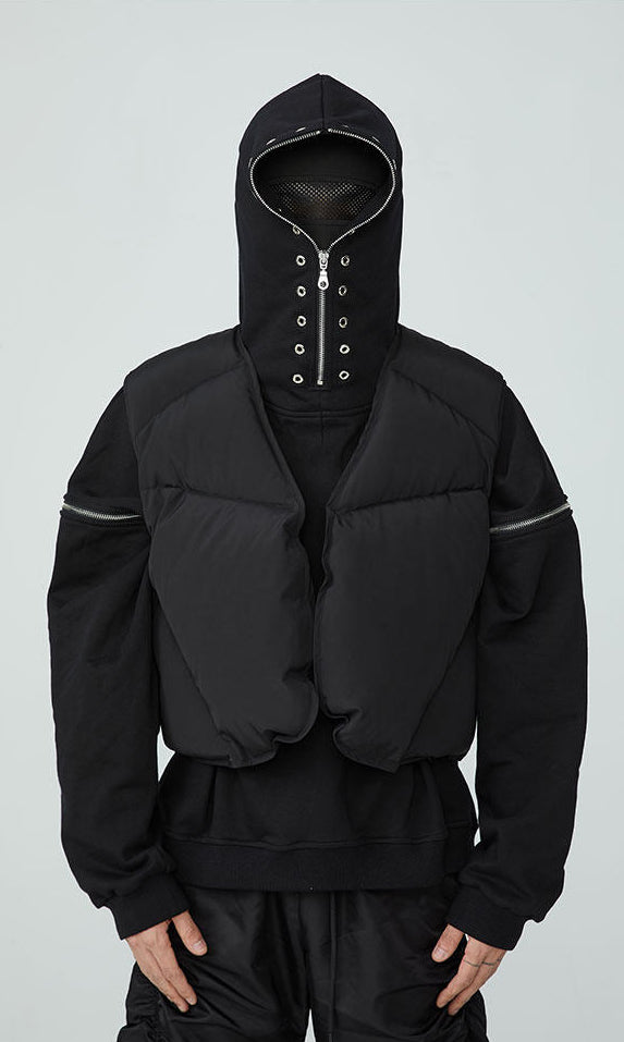 FRKM SCD FW 90 White Duck Down Jacket Sleeveless  Jacket Worn Over Vest- QUASI.