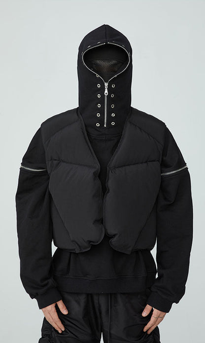 FRKM SCD FW 90 White Duck Down Jacket Sleeveless  Jacket Worn Over Vest- QUASI.
