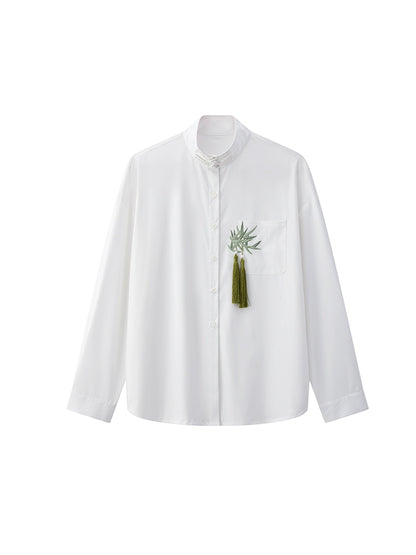 JIECHI white loose long-sleeved shirt - ZAC.