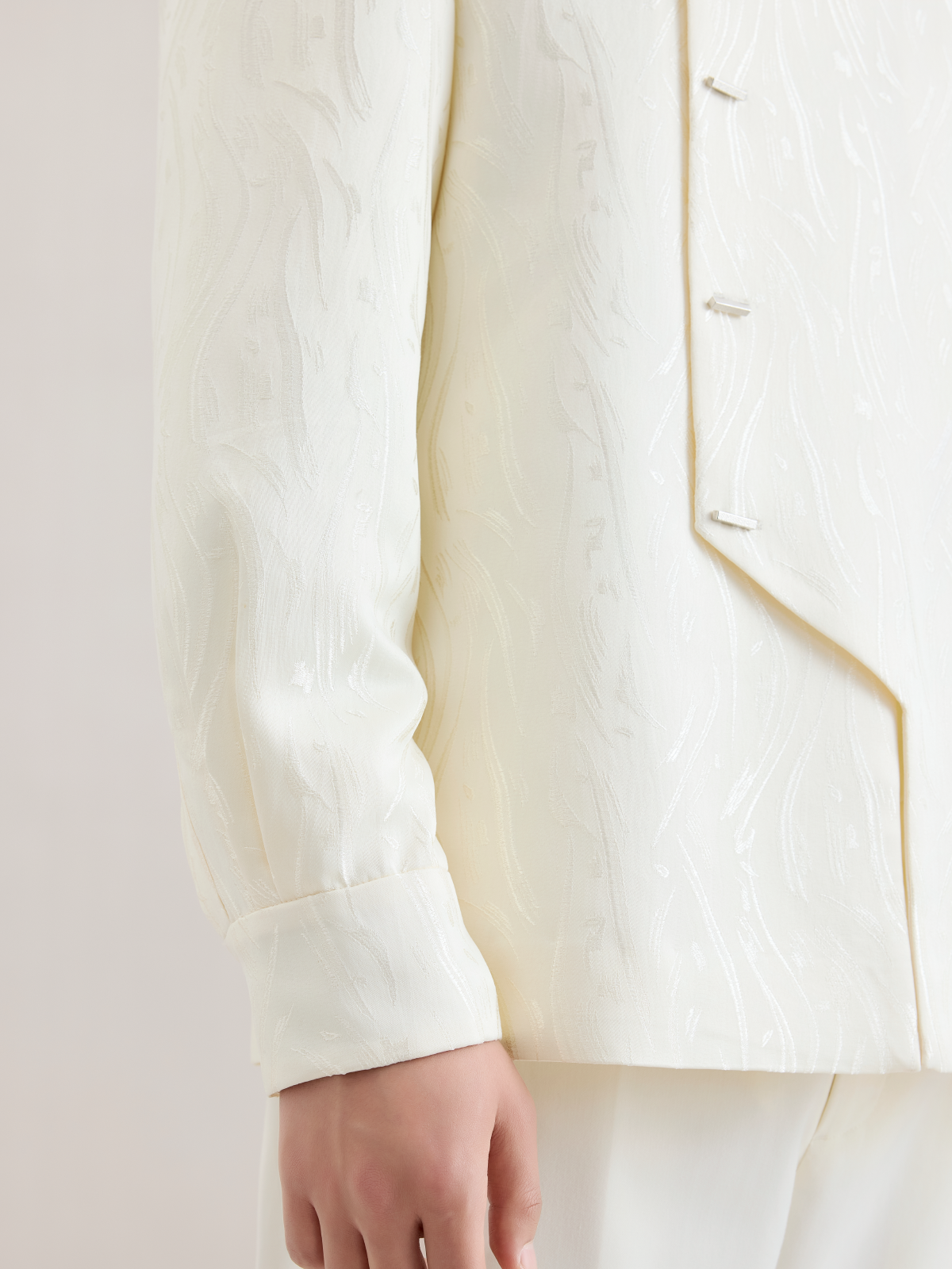 OWNLIFE white willow leaf jacquard brocade jacket and suit set - DREAM.