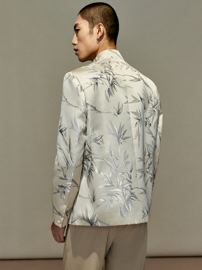 OWNLIFE Stand Collar Brocade Jacquard Suit - TRAIN.