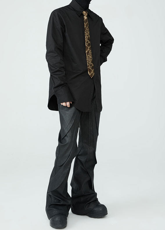 FRKM SCD SS Unisex Slim Long Sleeve Button Black Shirt - GORDON.