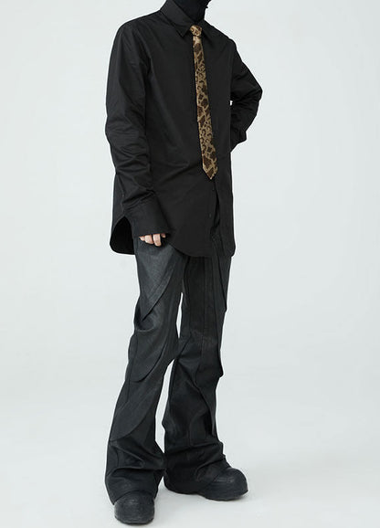 FRKM SCD SS Unisex Slim Long Sleeve Button Black Shirt - GORDON.