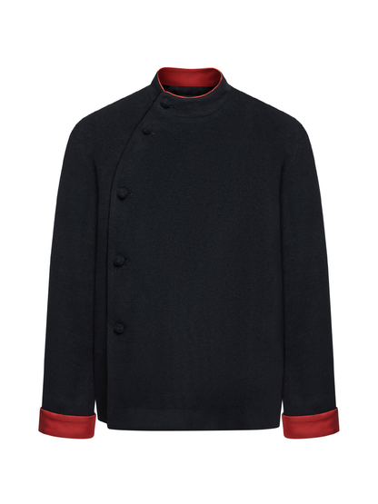 OWNLIFE  imported woolen short coat with partial placket buckles -GRAND.