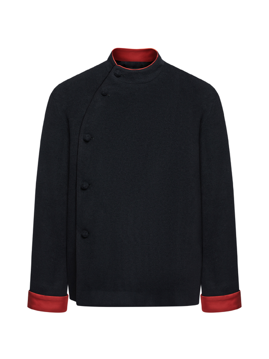 OWNLIFE  imported woolen short coat with partial placket buckles -GRAND.