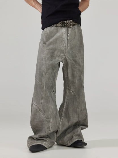 FRKM SCD Dirty Wash Distressed Jeans Wide Leg Studded Pants - GARDEN.
