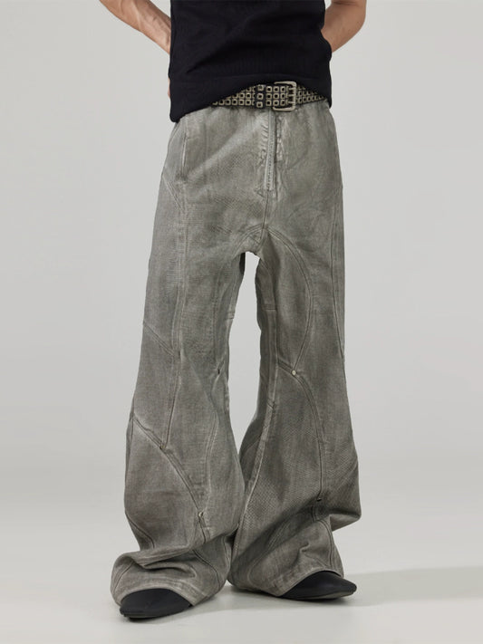 FRKM SCD Dirty Wash Distressed Jeans Wide Leg Studded Pants - GARDEN.