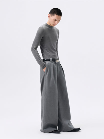 FRKM SCD Wool Grey Stretch Slim Waist Versatile Long Sleeve T-Shirt - VERITY.