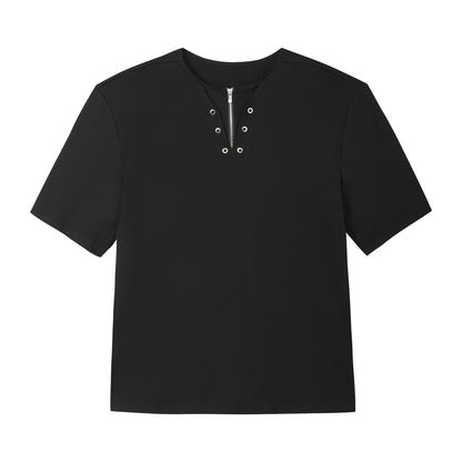 FRKM SCD Stitched V-Neck Deconstructed Ice Short Sleeve T-Shirt - QUOTA.